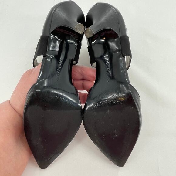 Tahari Corry Black Leather Ankle Strap Zip Back Pointed Toe Classic Heels 7.5 - Picture 7 of 12